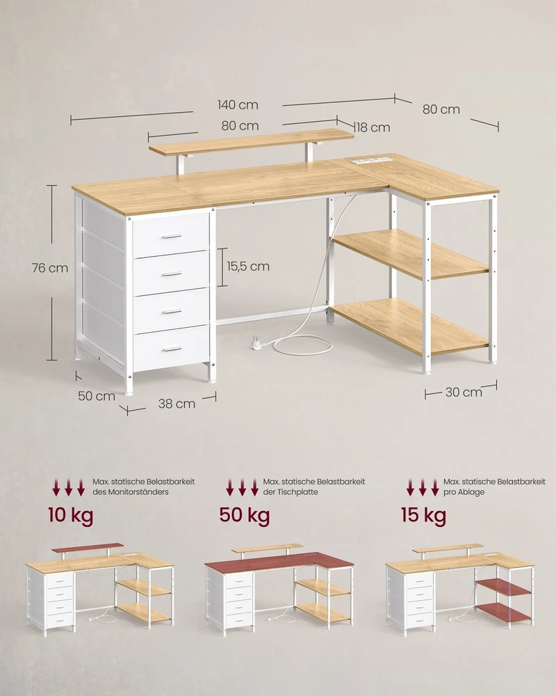 Songmics Kampinis stalas 140 x 80 x 90 cm