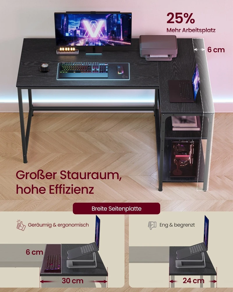 Songmics Kampinis rašomasis stalas 120 x 80 x 76 cm