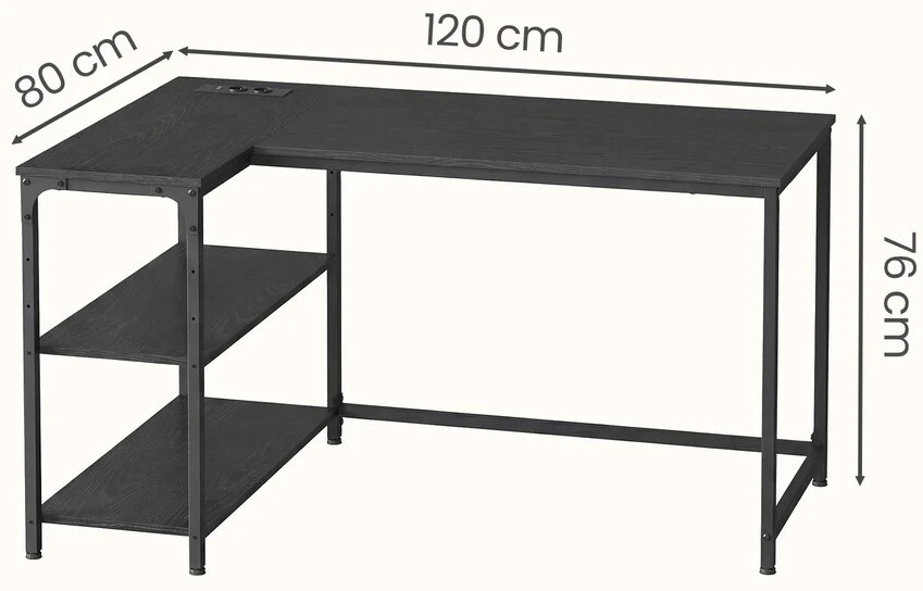 Songmics Kampinis rašomasis stalas 120 x 80 x 76 cm
