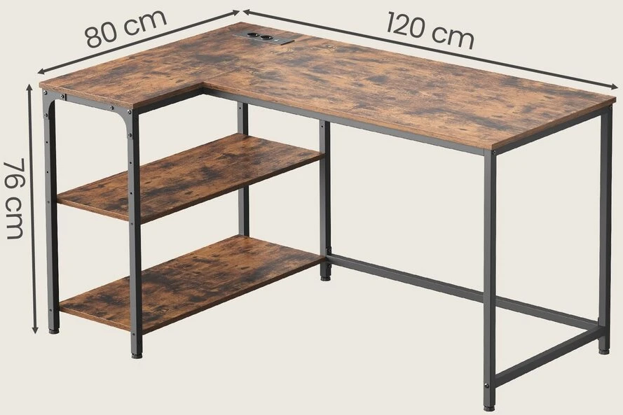 Songmics Kampinis rašomasis stalas 120 x 80 x 76 cm