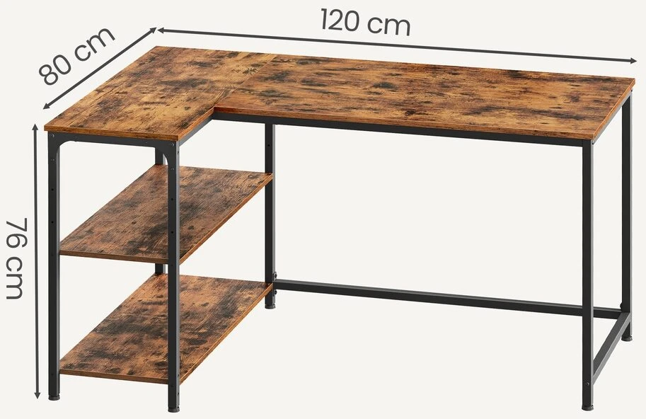 Songmics Kampinis rašomasis stalas 120 x 80 x 76 cm