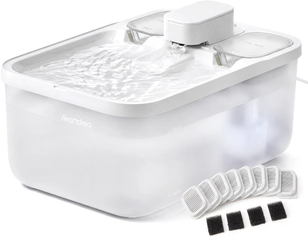 Songmics Kačių fontanas su 12 filtrų, baltas, 4,5 l