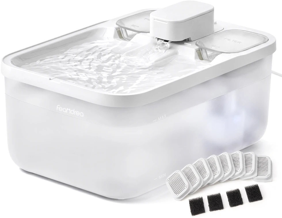 Songmics Kačių fontanas su 12 filtrų, baltas, 4,5 l