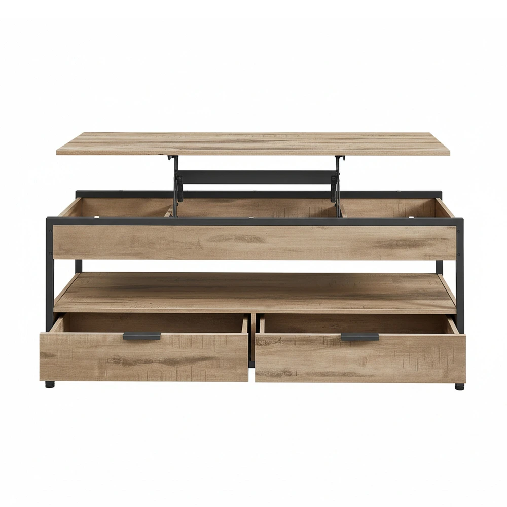 Songmics Reguliuojamo aukščio kavos staliukas su stalčiais 50x120 cm