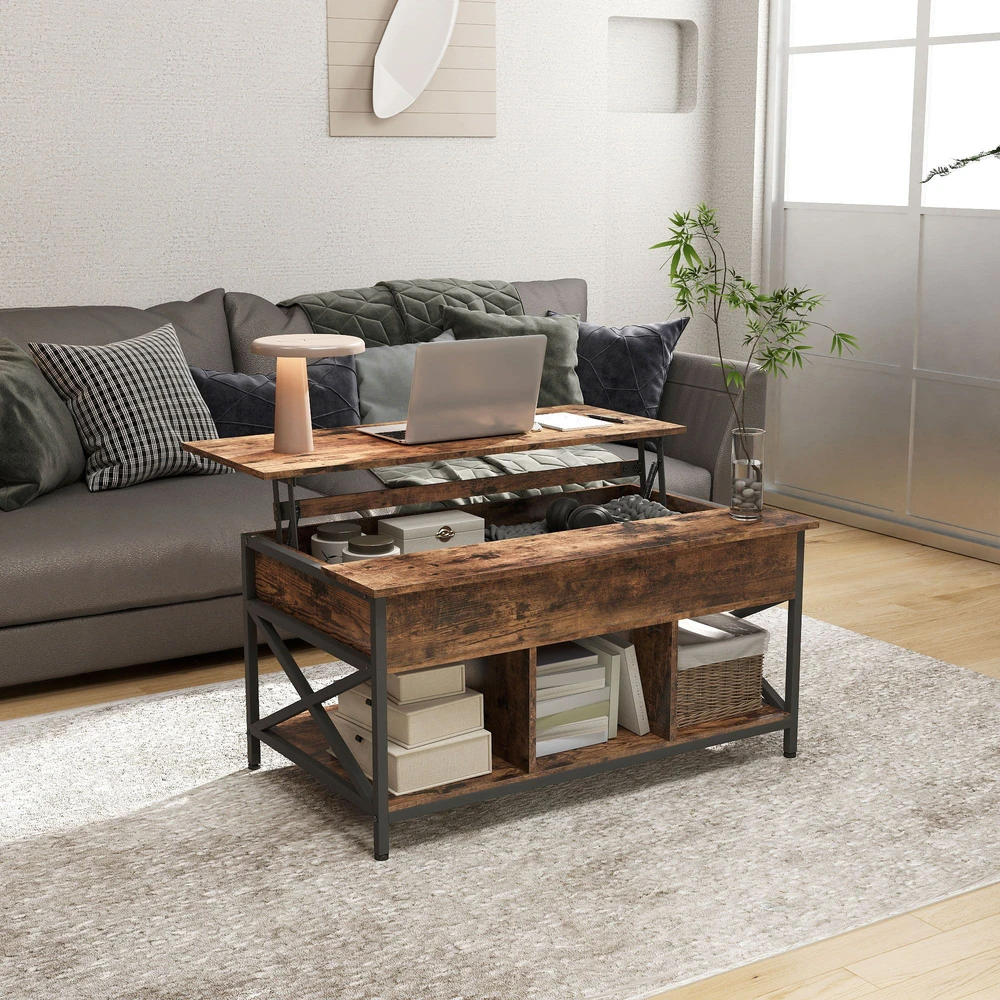 Songmics Vasagle Reguliuojamo aukščio žurnalinis staliukas 60 x 100 x (48-62) cm