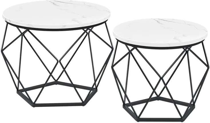 Songmics Kavos staliukas, 60x45 cm, 50x40 cm, Baltas