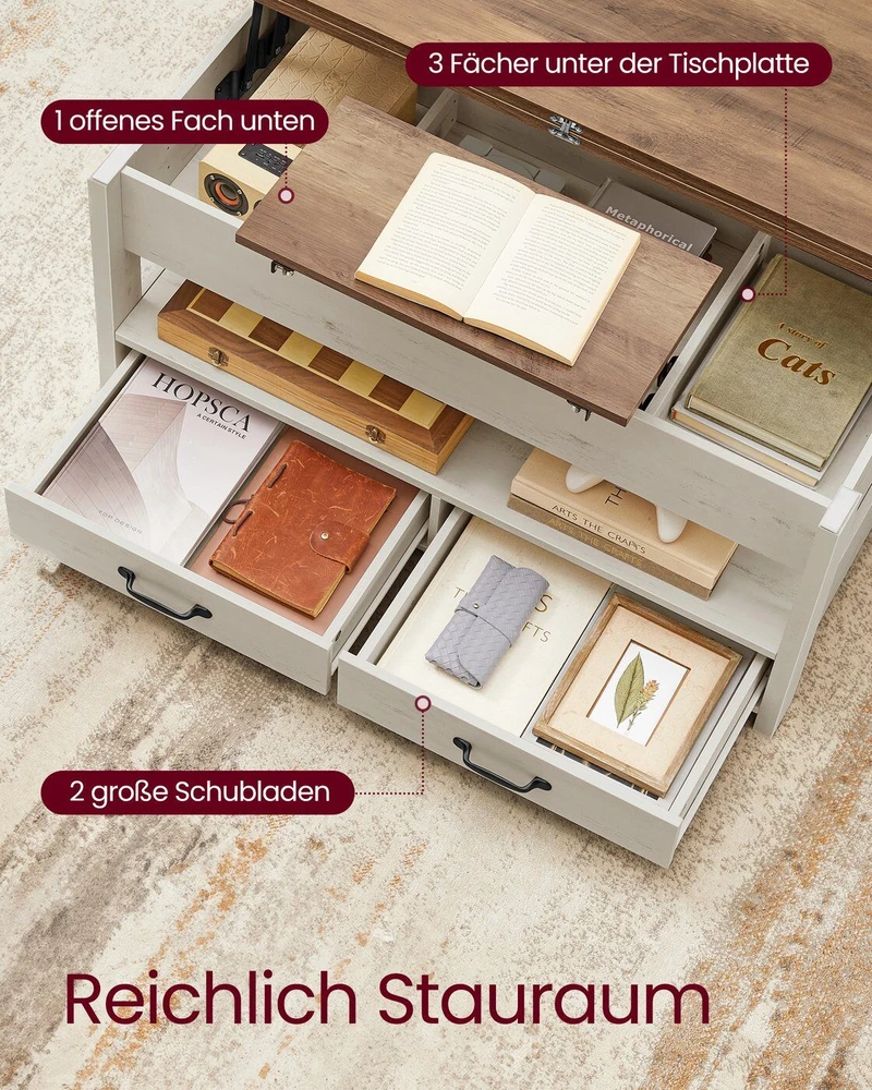 Songmics Kavos staliukas 50 x 100 x 49.1/64.1 cm