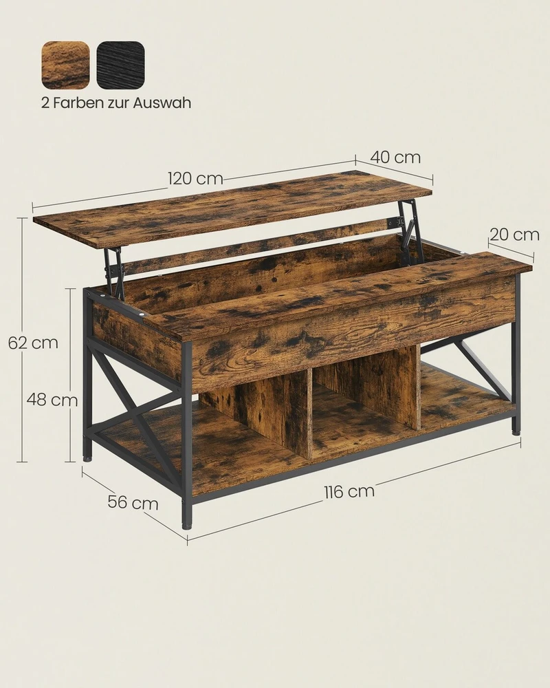 Songmics Kavos staliukas 60 × 120 × (48–62) cm