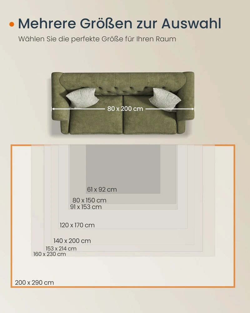 Songmics Kilimas 200x290 cm cappuccino spalvos