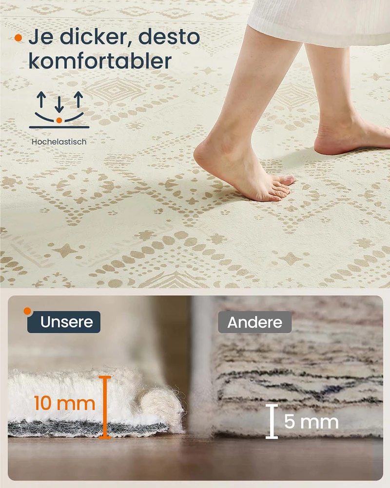 Songmics Kilimas 120 x 170 cm smėlio spalvos