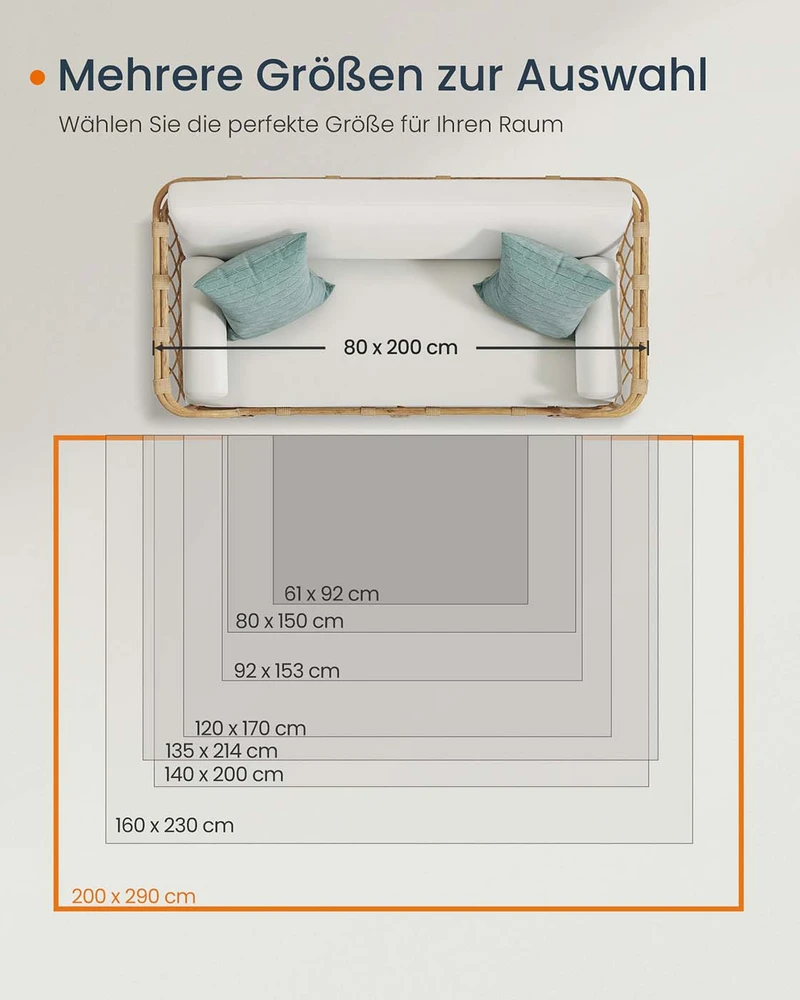 Songmics Kilimas 200x290 cm, neslystantis