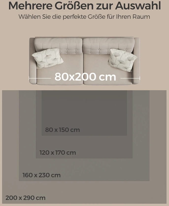 Songmics Kilimas 200x290 cm taubos pilkumo