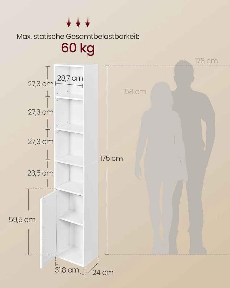 Songmics Lentyna su 6 lygiais 24x31,8x175 cm