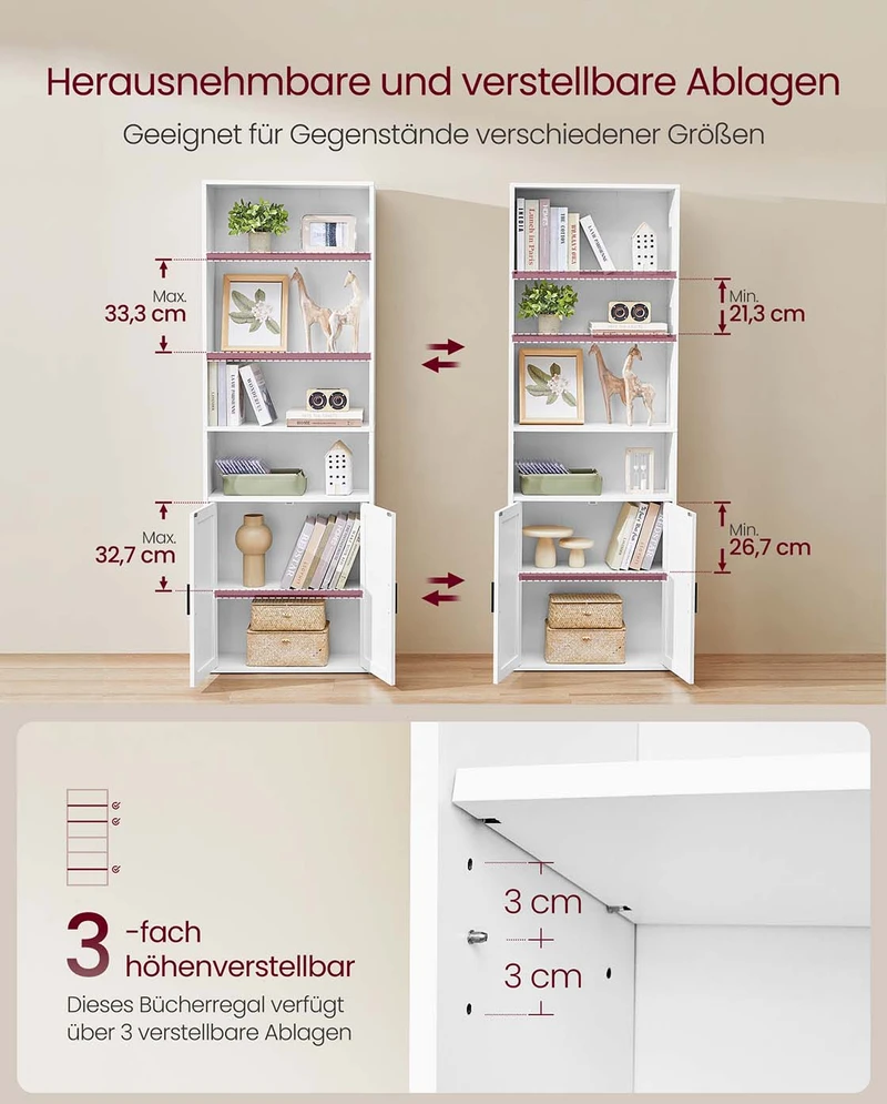 Songmics Lentyna su 6 lygiais, balta, 24x60x175 cm