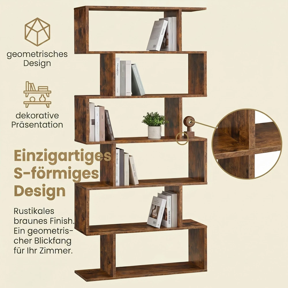 Songmics Knygų lentyna, 6 lygių, 70x24x190,5 cm