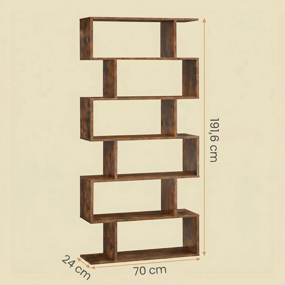 Songmics Knygų lentyna, 6 lygių, 70x24x190,5 cm