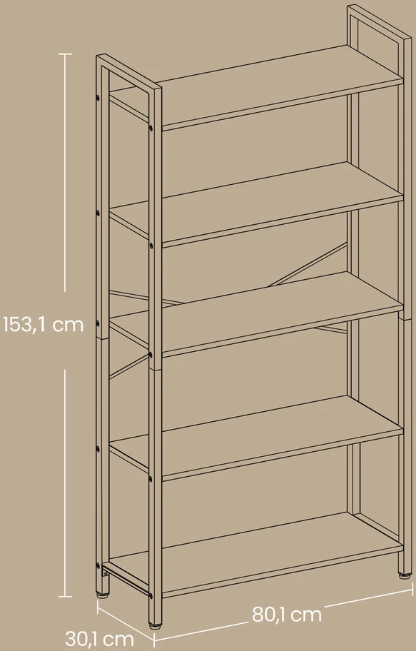 Songmics Knygų lentyna VASAGLE 80x30x153 cm