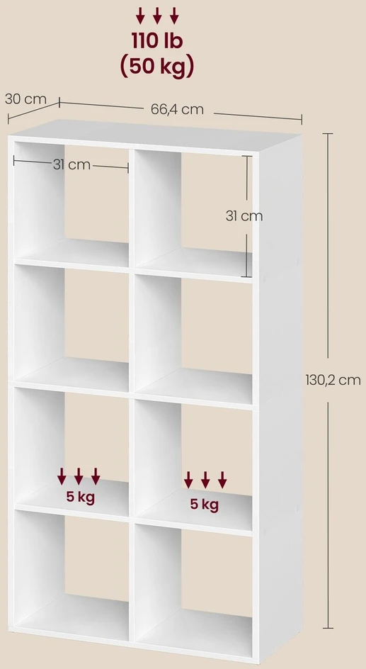 Songmics Knygų lentyna 30 × 98 × 130,2 cm