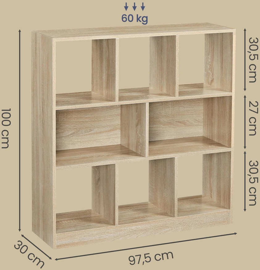 Songmics Knygų lentyna 97,5 x 100 x 30 cm