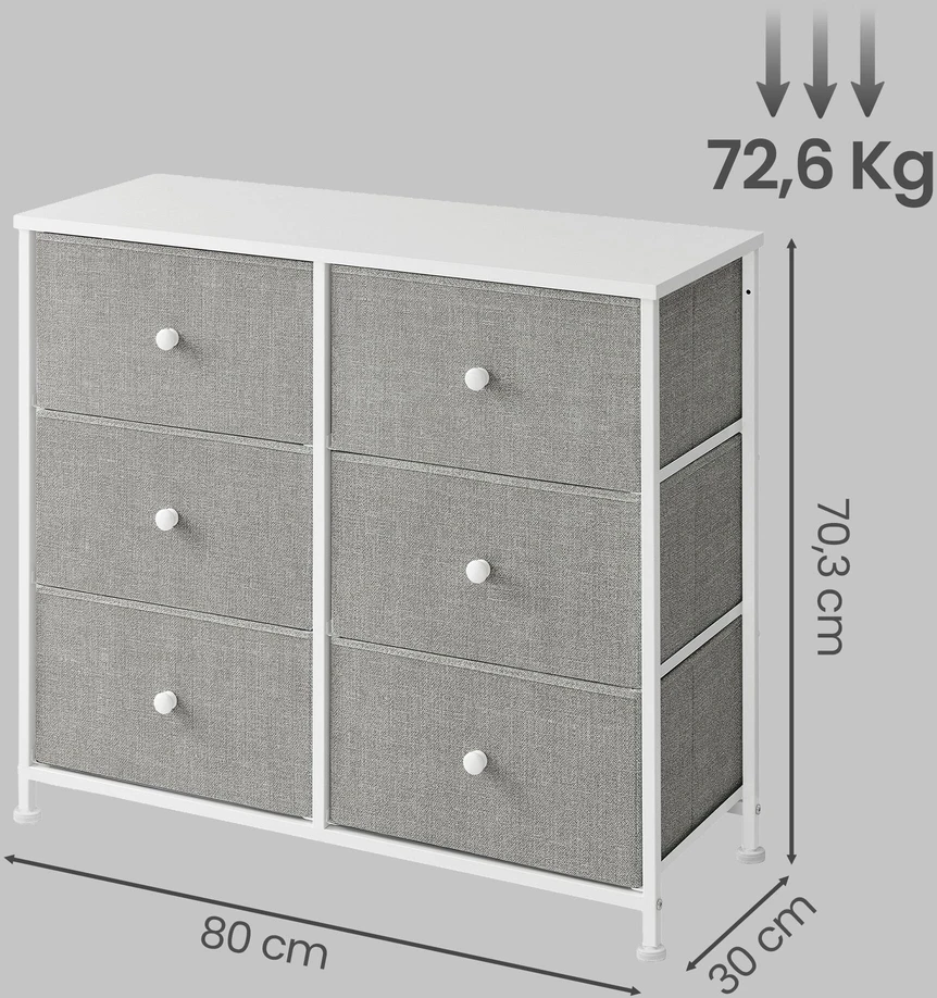 Songmics Komoda su 6 audinio stalčiais