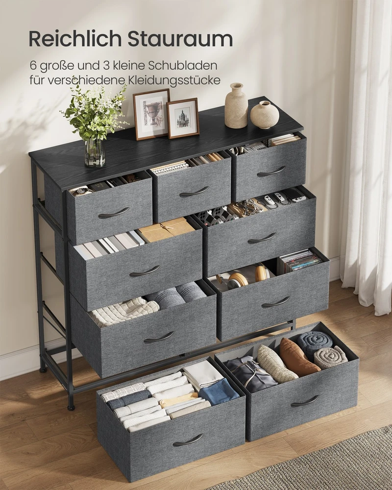 SONGMICS komoda BELLAH su 9 stalčiais, 95.2 x 98.8 x 30 cm, LGS324G101