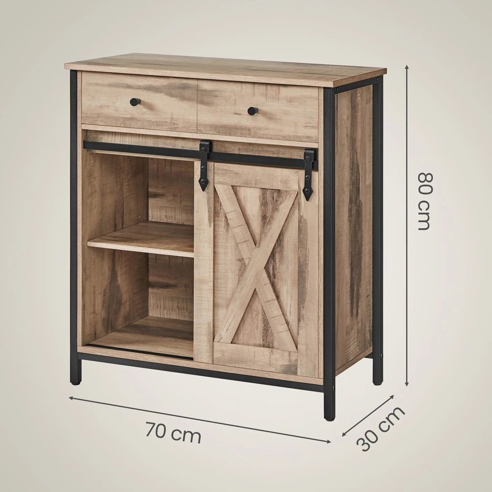 Songmics Šoninė spintelė su stumdomomis durimis 70x30x80 cm