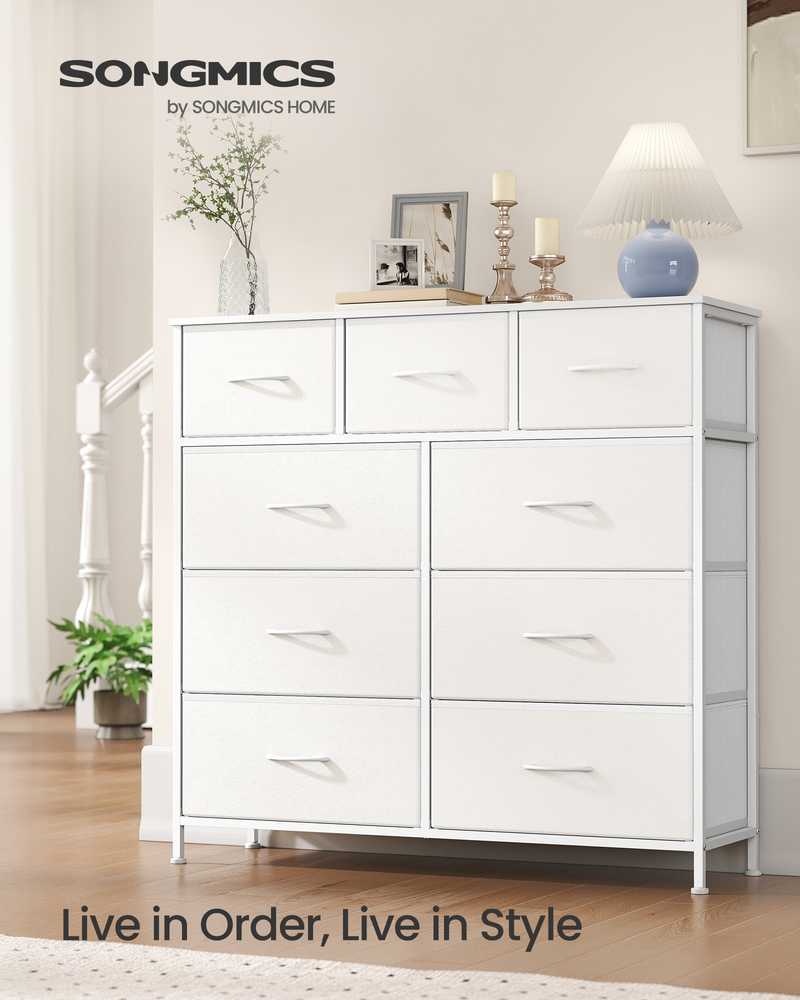 Songmics Komoda 98.8x30x96.2 cm Balta Plienas