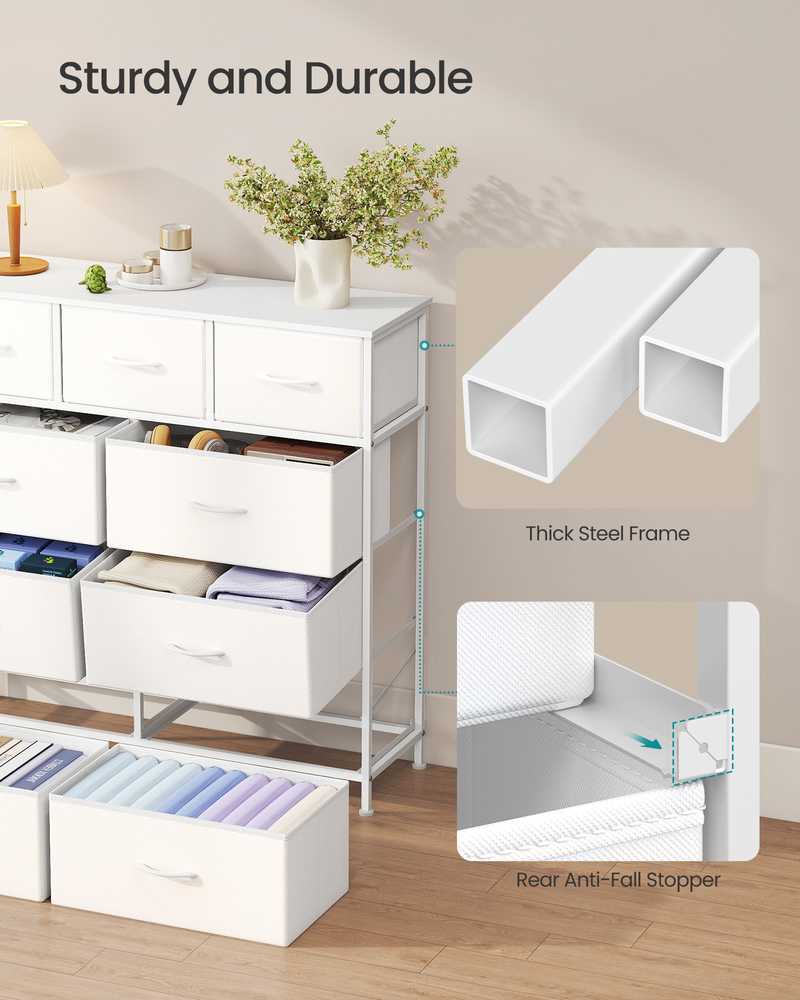 Songmics Komoda 98.8x30x96.2 cm Balta Plienas