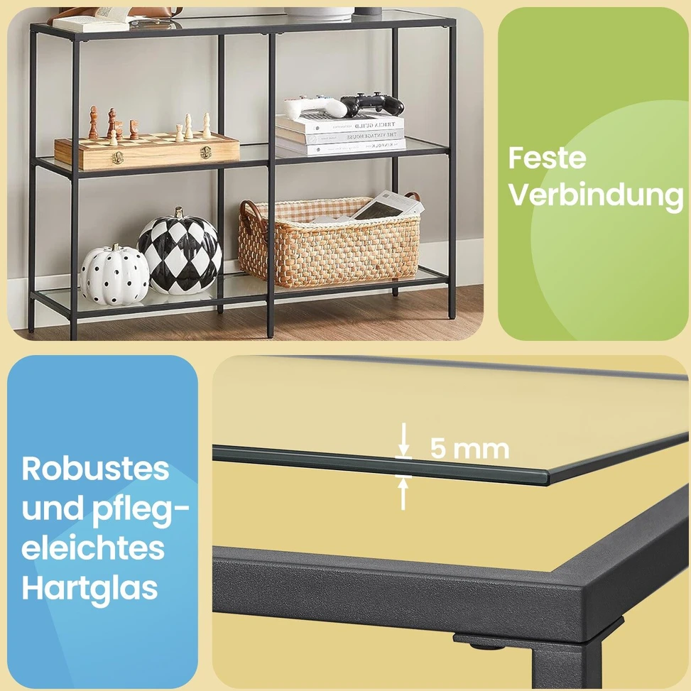 Songmics Konsolinis staliukas, juodas, 100x30x73 cm
