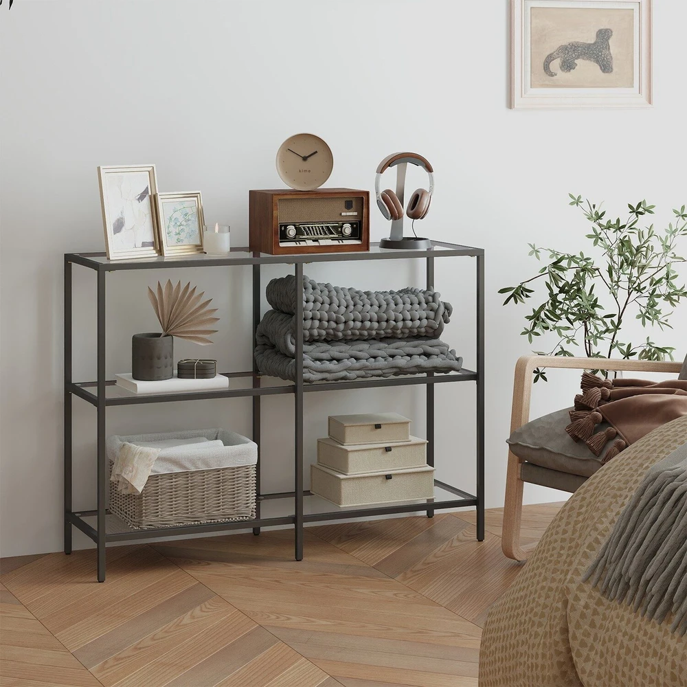 Songmics Konsolinis staliukas, juodas, 100x30x73 cm