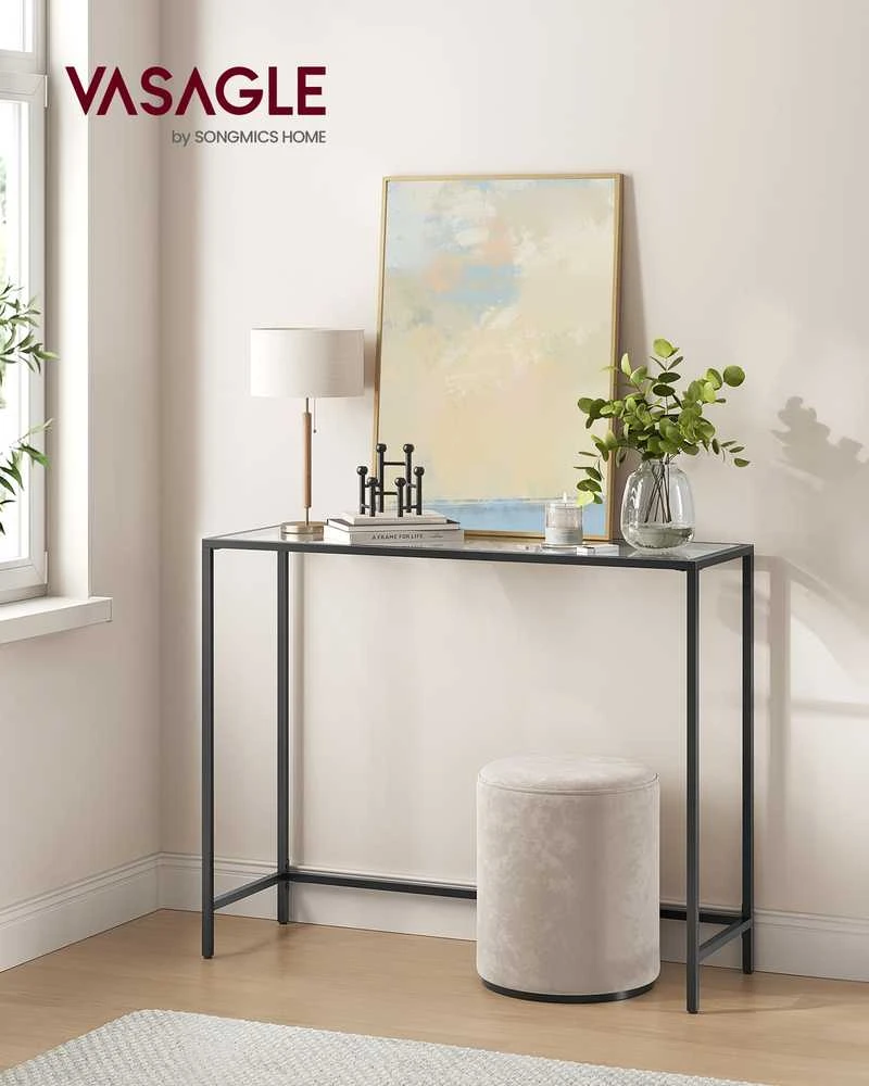 Songmics Vasagle Konsolinis staliukas su grūdinto stiklo paviršiumi