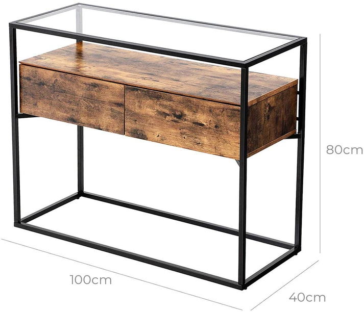 Songmics Konsolė LNT11BX, ruda/juoda