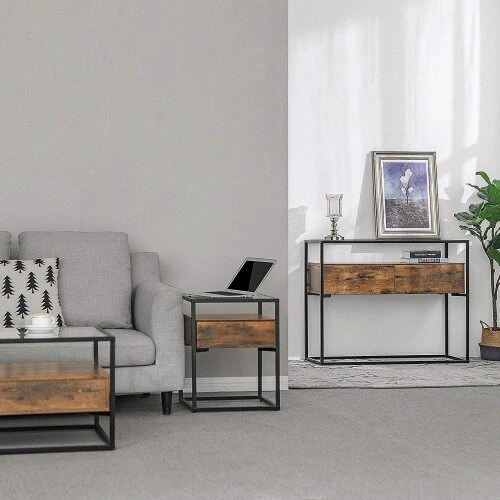 Songmics Konsolė LNT11BX, ruda/juoda