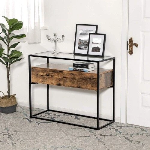 Songmics Konsolė LNT11BX, ruda/juoda