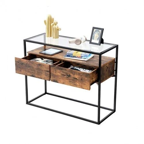 Songmics Konsolė LNT11BX, ruda/juoda