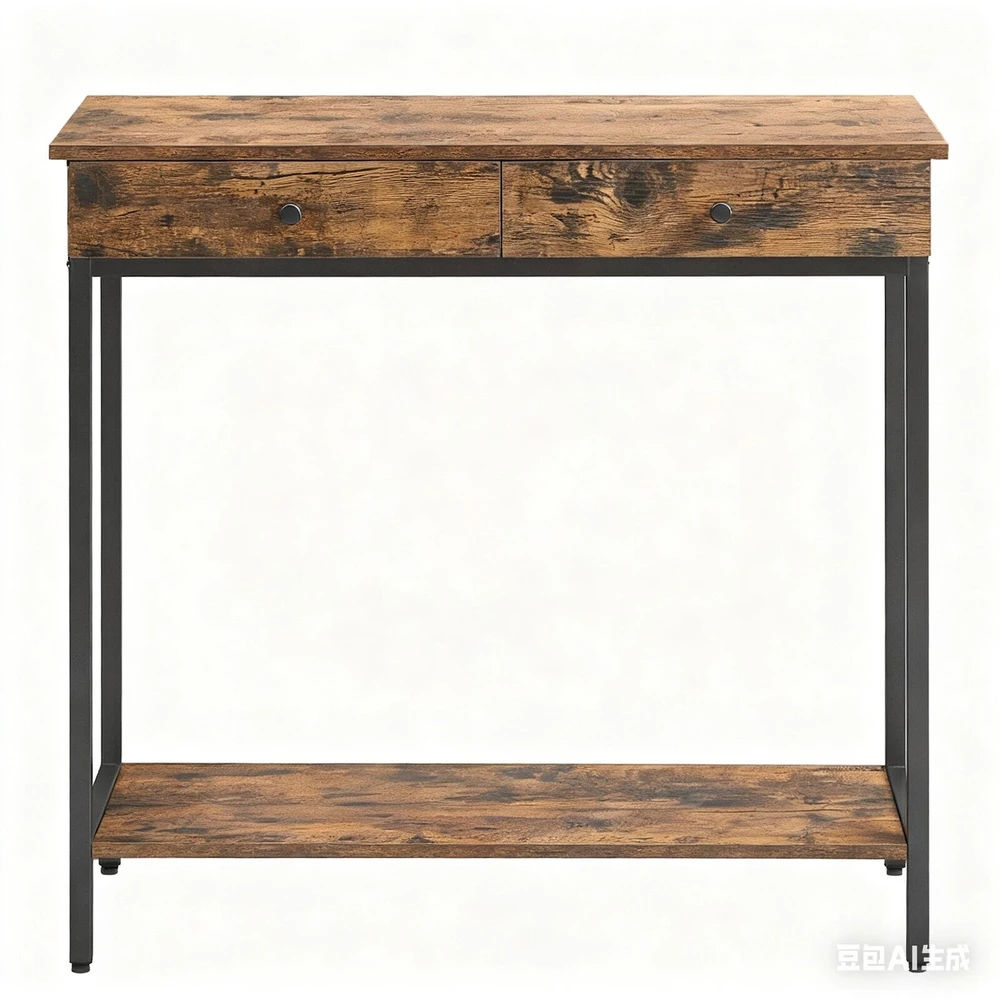 Songmics Konsolinis stalas su 2 stalčiais, 100 × 30 × 80 cm