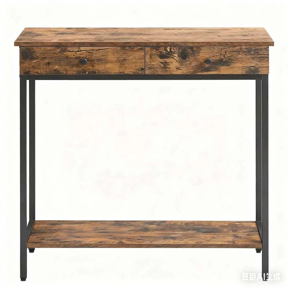 Songmics Konsolinis stalas su 2 stalčiais, 100 × 30 × 80 cm