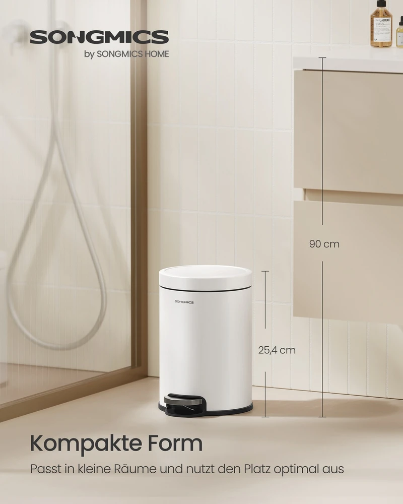 Songmics Šiukšliadėžė su Softclose dangčiu 3 l