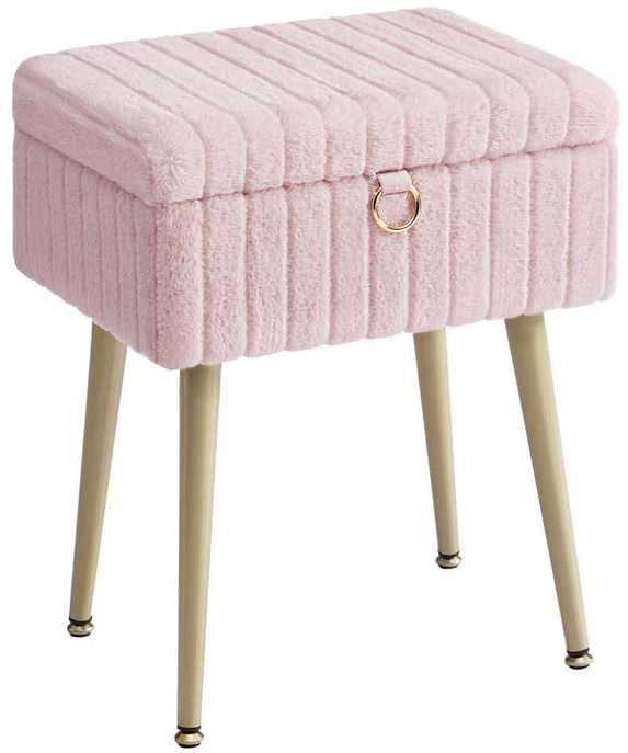 Home Styling Collection Rožinė kosmetinio staliuko kėdė su dėže
