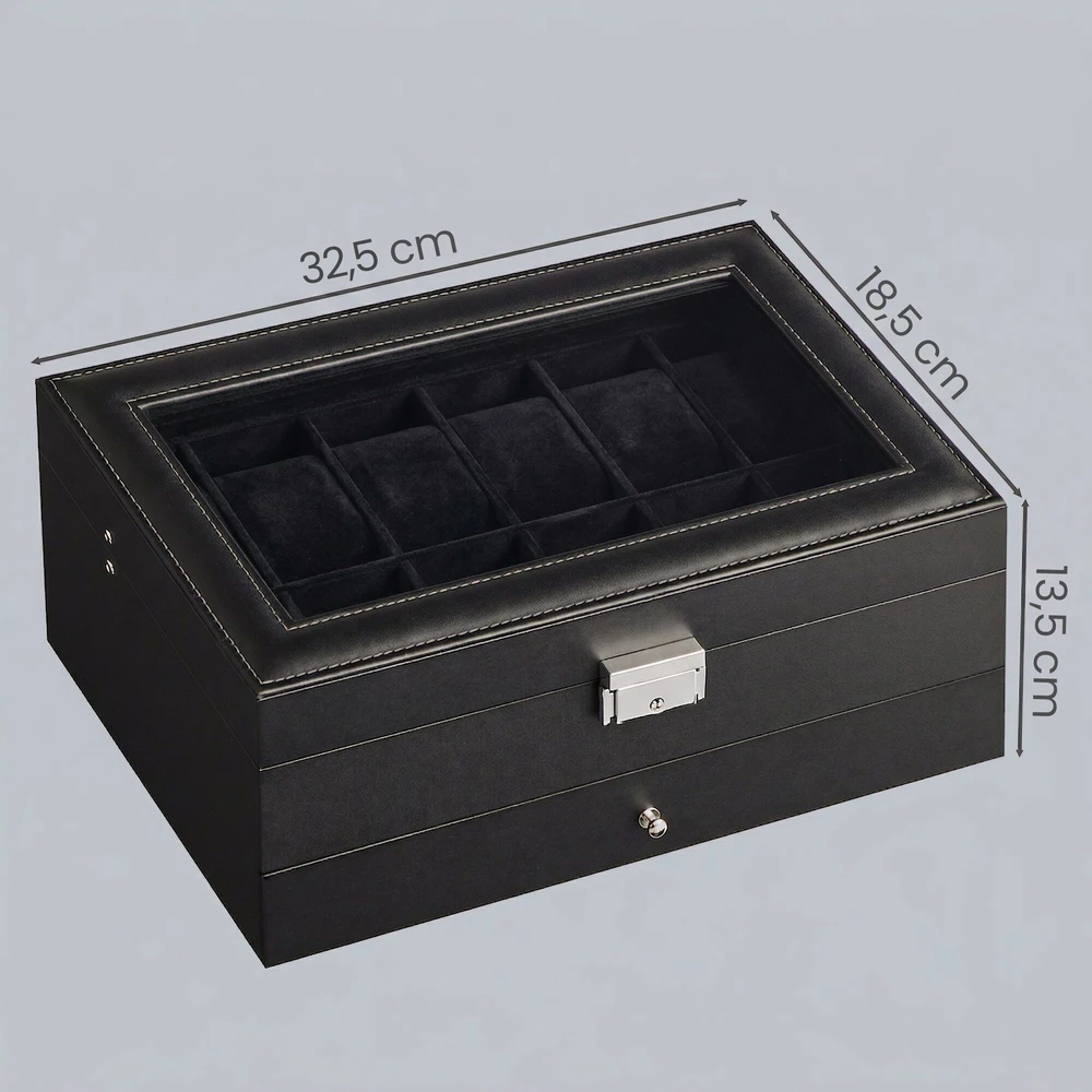 Songmics Laikrodžių dėžė 18.5 x 32.5 x 13.5 cm 12 vnt.