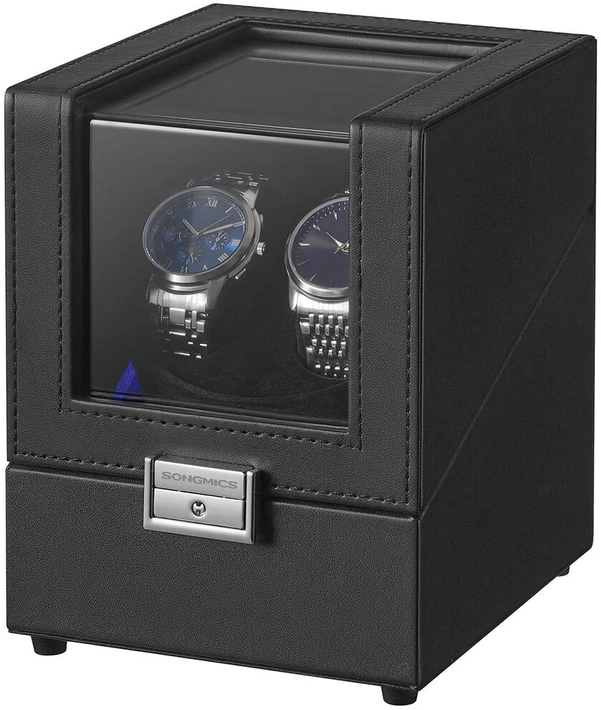 SONGMICS laikrodžių suktuvas su LED apšvietimu ir spyna automatiniams laikrodžiams