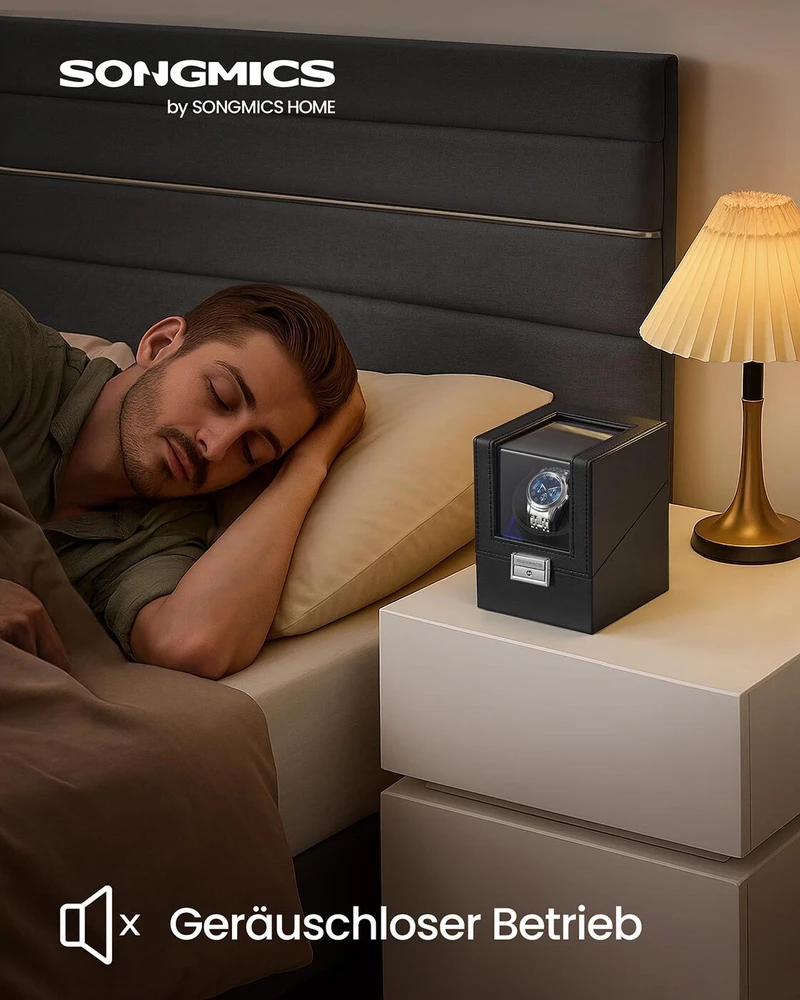 SONGMICS laikrodžių suktuvas su LED apšvietimu ir spyna automatiniams laikrodžiams