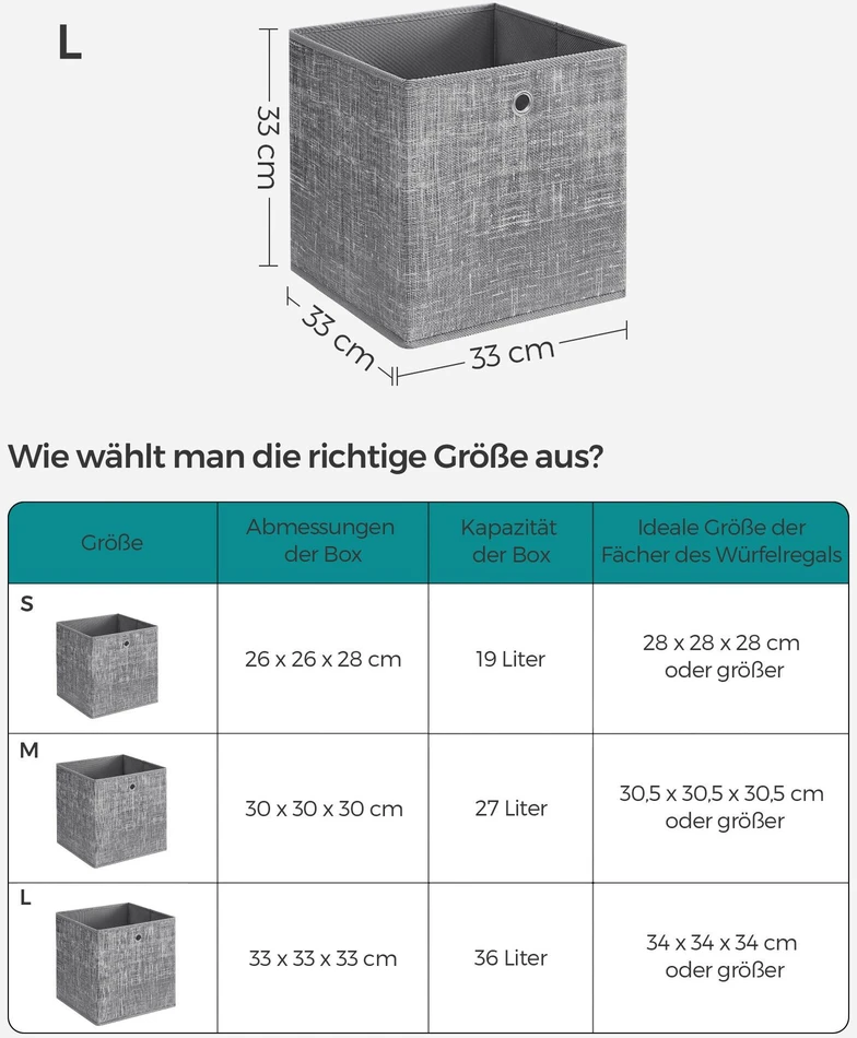 Songmics Aufbewahrungsbox 33cm 6er-Set grau meliert