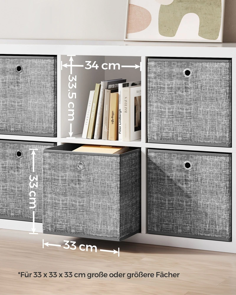 Songmics Aufbewahrungsbox 33cm 6er-Set grau meliert