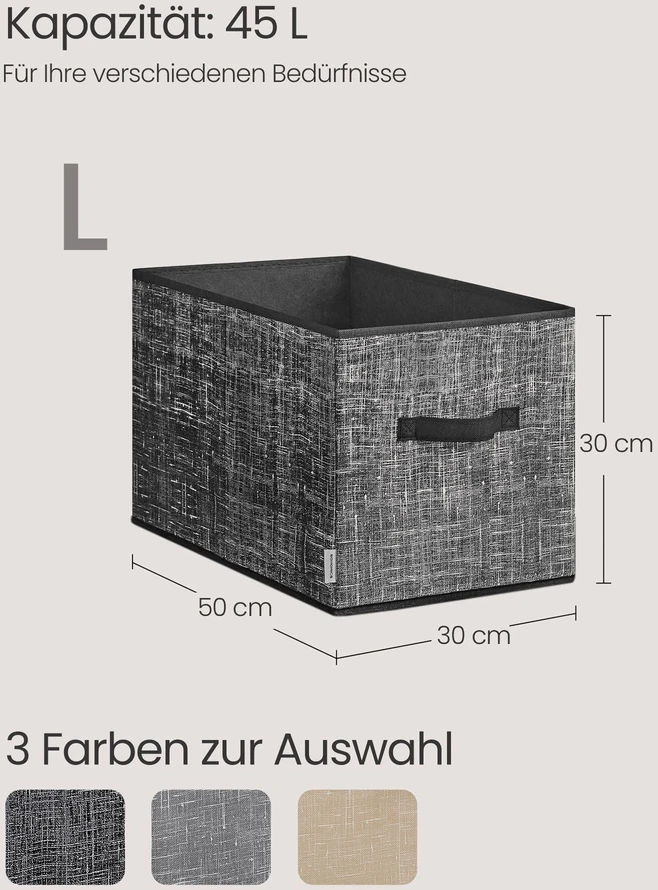 SONGMICS sulankstomų daiktų laikymo dėžių rinkinys, 3 vnt., 45 l, 50 x 30 x 30 cm