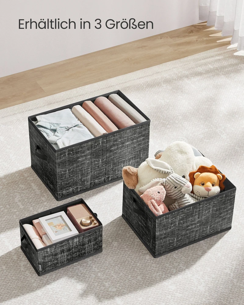 SONGMICS sulankstomų daiktų laikymo dėžių rinkinys, 3 vnt., 45 l, 50 x 30 x 30 cm