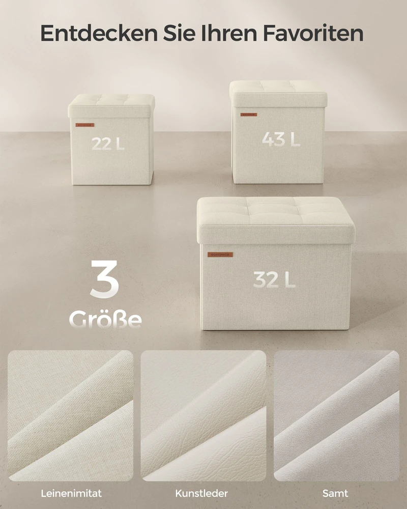 Songmics Laikymo pufas, 30x30x30 cm, baltas
