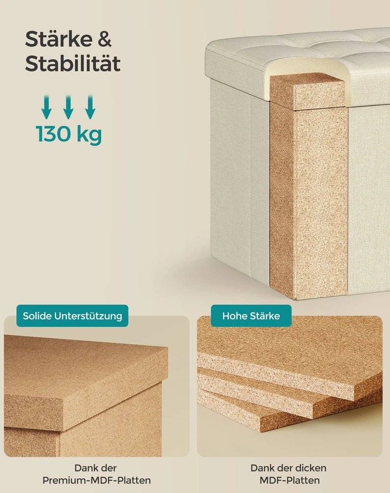 Songmics Laikymo pufas, 30x30x30 cm, baltas