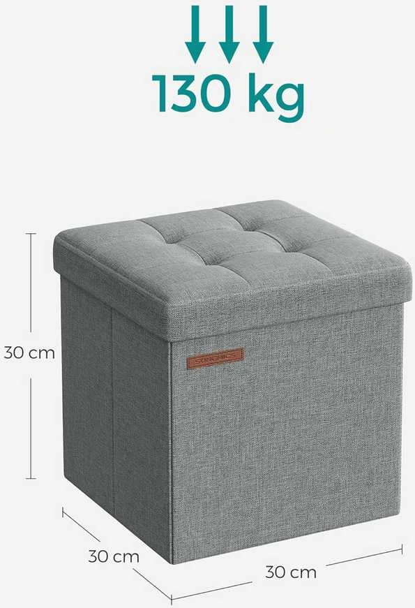 Songmics Laikymo pufas, 30x30x30 cm, pilka