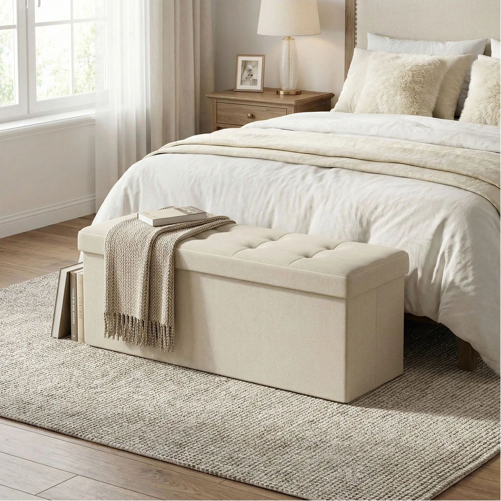 SONGMICS suoliukas su saugojimo vieta, 38 x 110 x 38 cm, sėdimoji dėžė